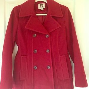 Red Anne Klein pea coat